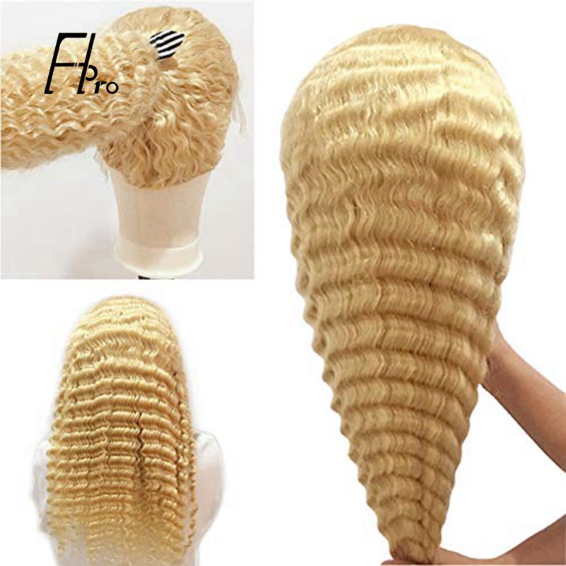 High Density 613# Blonde Full Lace Wig Deep Wave Baby Hair